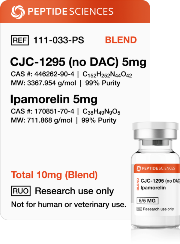 CJC-1295 and Ipamorelin 10mg peptide blend vial for UAE research