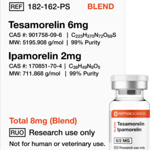Tesamorelin and Ipamorelin 8mg peptide blend for research in UAE laboratories